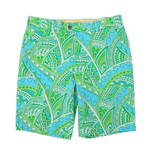 Loudmouth Golf Abstract Print Blue Green Men's Shorts 34 - Picture 1 of 5